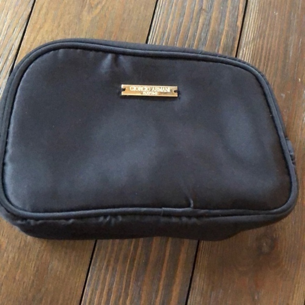Giorgio Armani Parfums black satin travel case